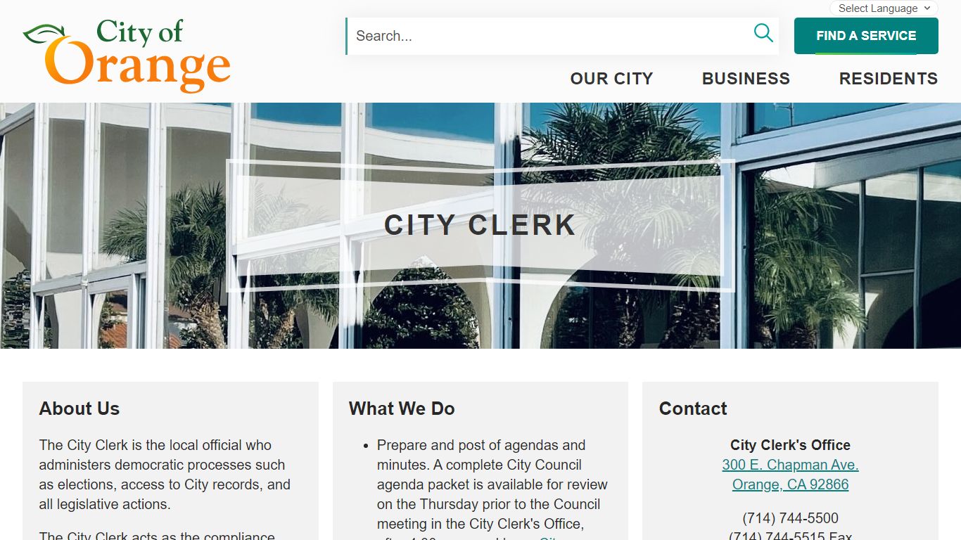City Clerk | City of Orange, CA